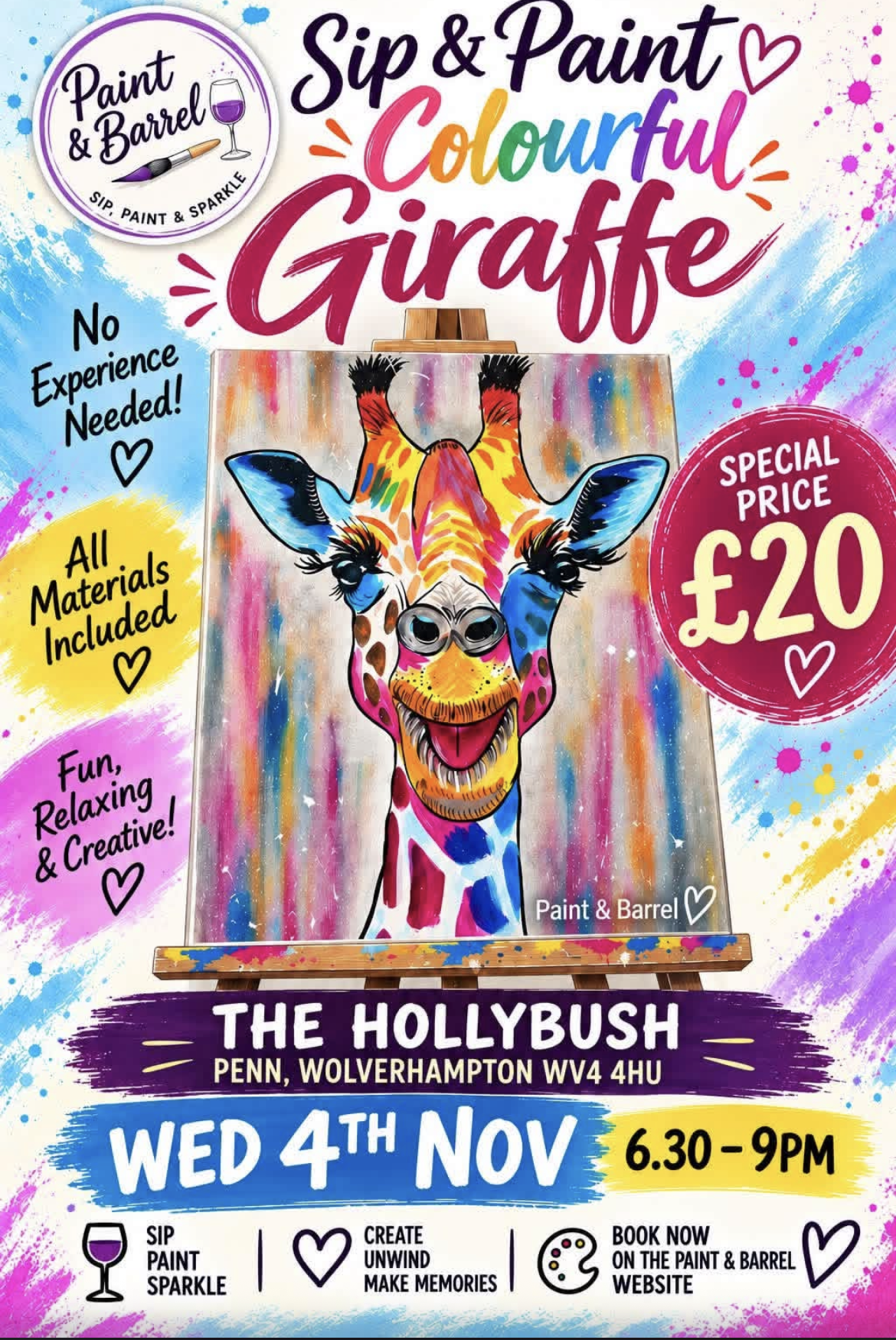 Sip & Paint Colourful Giraffe